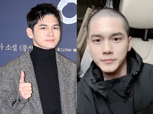「どうせなら思いっきり」見事な丸刈りを披露！Wanna One出身の俳優オン・ソンウが入隊