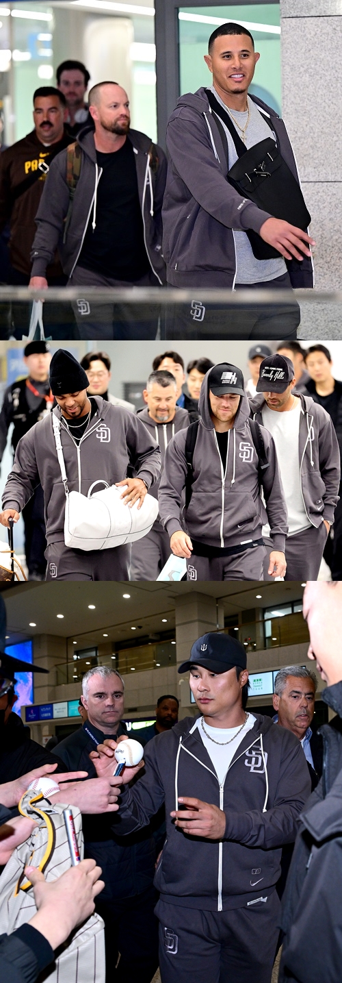 3月15日、韓国に入国したサンディエゴ・パドレス選手団