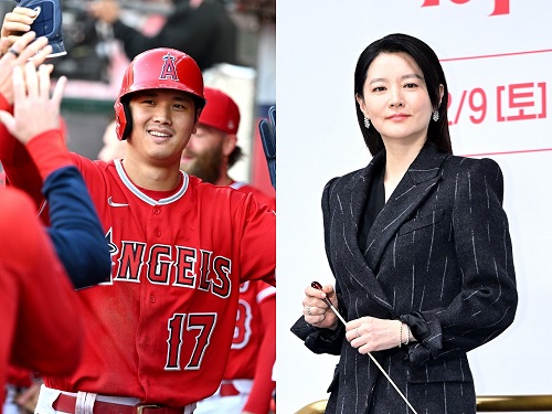 大谷翔平（左）とイ・ヨンエ