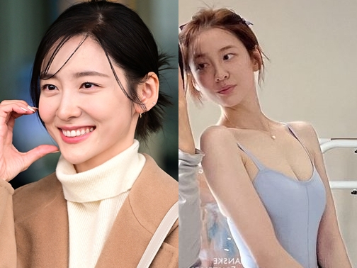 前屈みで胸元があらわに…『財閥家の末息子』出演女優、バレエで鍛えた女性らしい“しなやか”体型【PHOTO】