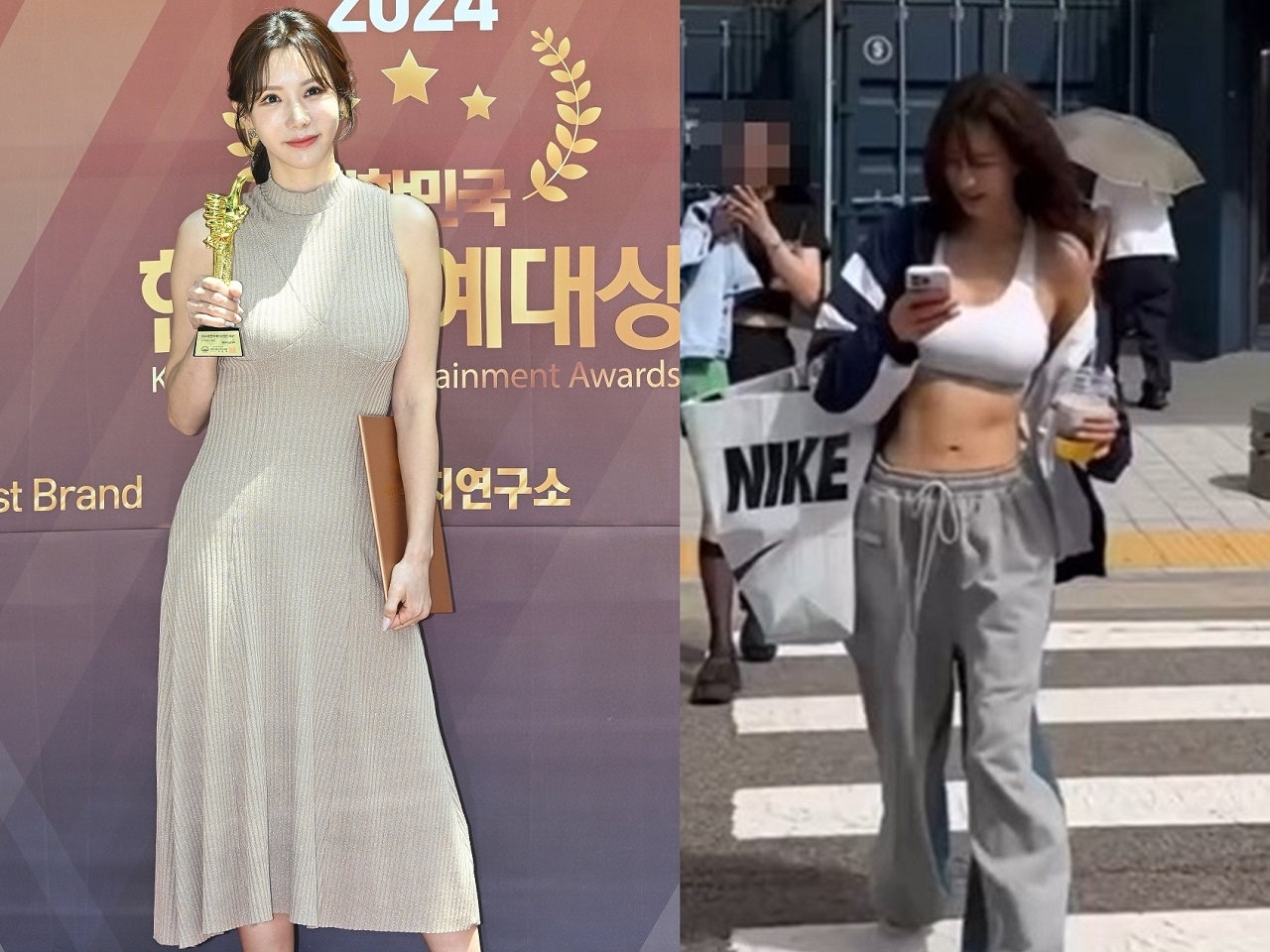 【写真】「こんなお母さん、どこにもいない」街中で堂々と！ジョンア（40）、二度見必至の美腹筋