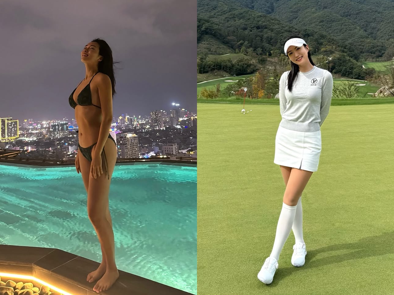 【写真】美女ゴルファーのチェ・ナヨン2、ナイトプールで大胆水着に…ボリューム感に釘付け「素晴らしい」